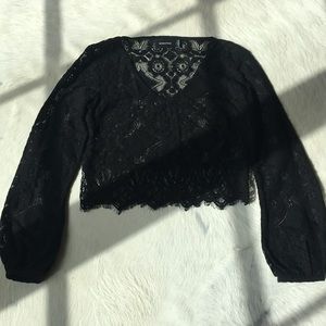 Black lace crop too